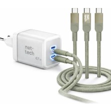 Boğazören Iki Kablolu Şarj 67W Gan Hızlı Şarj Cihazı Çift Girişli Hızlı Şarj Adaptörü Ikili 100W Kablolu Şarj.