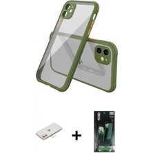 İlk El Grup Ieg™ iPhone 12 Mini Nova Asil Özel Seri - Siyah 360 Mat Full Body Arka Koruyucu + Yeşil Renkli Kamera Lens Koruma Cam