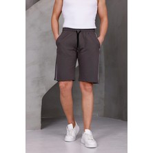 Dark Moda Erkek Şeritli Oversize Iki Iplik Kompakt Şort