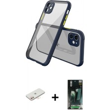 İlk El Grup Ieg™ iPhone 12 Mini Nova Asil Özel Seri - Siyah 360 Mat Full Body Arka Koruyucu + Yeşil Renkli Kamera Lens Koruma Cam