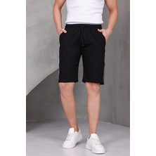 Dark Moda Erkek Şeritli Oversize Iki Iplik Kompakt Şort