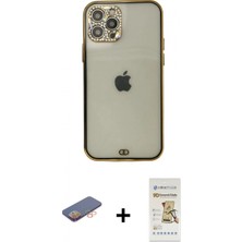 İlk El Grup Ieg™ iPhone 12 Pro Max Eksen Minimal Koleksiyonu - Siyah Mat Seramik Nano Ekran Koruyucu + Turuncu Renkli Kamera Lens Koruma Cam