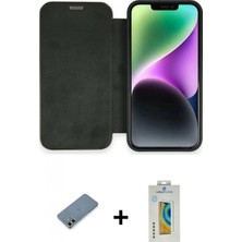 İlk El Grup Ieg™ iPhone 12 Siluet Minimal Serisi - Siyah Polymer Nano Ekran Koruyucu + Açık Yeşil Metal Kamera Lens Koruma Cam