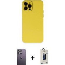 İlk El Grup Ieg™ iPhone 12 Pro Max Çekirdek Modern Serisi - Siyah Bilvis Hayalet Cam Ekran Koruyucu + Beyaz Neon Fosforlu Kamera Lens
