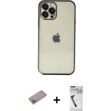 İlk El Grup Ieg™ iPhone 12 Pro Vadi Minimal - Şeffaf Uv Polymer Nano Ekran Koruyucu + Sierra Blue Shine Kamera Lens Koruma Cam