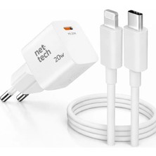 Boğazören Beyaz Bir Ucu Iphone Bir Ucu Android Usb-C Hızlı Şarj Aleti+Type-C Kablo(Qc3.0 Desteklievrensel Uyum
