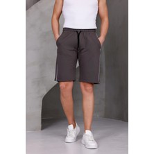 Dark Moda Erkek Şeritli Oversize Iki Iplik Kompakt Şort