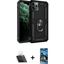 İlk El Grup Ieg™ iPhone 11 Pro Ahenk Klasik Koleksiyonu - Siyah 34D Izgaralı Cam + Şeffaf Kamera Lens Koruma Cam
