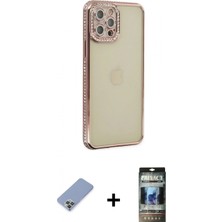 İlk El Grup Ieg™ iPhone 12 Pro Yörünge Koleksiyonu - Siyah 34D Hayalet Izgaralı Cam + Koyu Yeşil Metal Kamera Lens Koruma Cam
