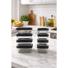 Janset Kapaklı Cam Kahvaltılık Seti 8 Adet Saklama Kabı