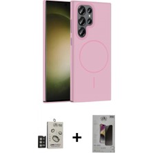 İlk El Grup Ieg™ Galaxy S24 Ultra Siluet Doku Özel Seri - Siyah Bilvis Hayalet Cam Ekran Koruyucu + Derin Mor Bilvis Titan Kamera Lens