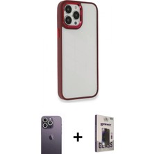 İlk El Grup Ieg™ iPhone 13 Pro Max Eksen Doku Prime - Siyah Bilvis Hayalet Cam Ekran Koruyucu + Beyaz Neon Fosforlu Kamera Lens