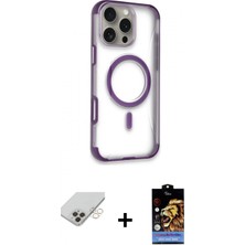 İlk El Grup Ieg™ iPhone 14 Pro Max Eksen Klasik Koleksiyonu - Siyah Buffer Hayalet Cam Ekran Koruyucu + Gold Band Metal Kamera Lens