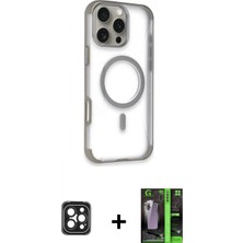 İlk El Grup Ieg™ iPhone 16 Pro Max Eksen Klasik Koleksiyonu - Şeffaf 360 Full Body Arka Koruyucu + Siyah Pvd Metal Kamera Lens