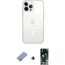 İlk El Grup Ieg™ iPhone 13 Pro Ahenk Yansıma Prime - Şeffaf 360 Full Body Arka Koruyucu + Koyu Yeşil Metal Kamera Lens Koruma Cam