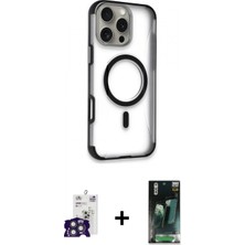 İlk El Grup Ieg™ iPhone 16 Pro Max Eksen Klasik Koleksiyonu - Siyah 360 Mat Full Body Arka Koruyucu + Titanyum Gri Bilvis Titan Kamera Lens