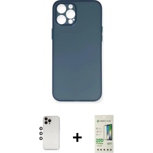 İlk El Grup Ieg™ iPhone 12 Pro Max Yadigar Yansıma Serisi - Siyah 20D Premium Cam Ekran Koruyucu + Gökkuşağı Shine Kamera Lens