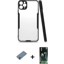İlk El Grup Ieg™ iPhone 11 Pro Max Atlas Asil Serisi - Şeffaf 360 Full Body Arka Koruyucu + Mavi Shine Kamera Lens Koruma Cam