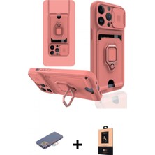 İlk El Grup Ieg™ iPhone 13 Pro Max Vadi Form Prime - Şeffaf Maxco Cam Ekran Koruyucu + Pembe Renkli Kamera Lens Koruma Cam