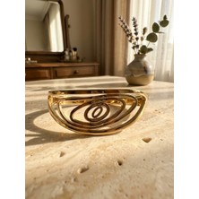 Meneva Aksesuar Modern Sanat Esintili Geometrik Altın Gold Renk Paslanmaz Çelik Kelepçe