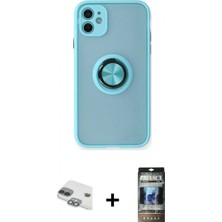 İlk El Grup Ieg™ iPhone 11 Yörünge Çizgi - Siyah 34D Hayalet Izgaralı Cam + Yeşil Pers Alüminyum Kamera Lens