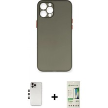 İlk El Grup Ieg™ iPhone 12 Pro Max Yadigar Yansıma Serisi - Siyah 20D Premium Cam Ekran Koruyucu + Gökkuşağı Shine Kamera Lens