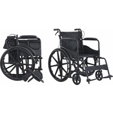 Belirtilmemiş Katlanabilir Tekerlekli Sandalye Manuel Hasta Arabası Engelli Sandalyesi Çelik Şase Refakatçi Frenli Taşınabilir
