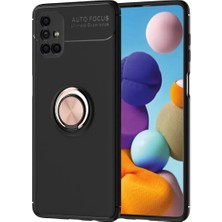 Starseven Galaxy M51 Kılıf Range Yüzüklü Silikon - Siyah-Gold
