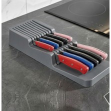 Melys 18 Bölmeli Lüks Modüler Çekmece Içi Bıçak Organize Standı – 18 Bölmeli Antrasit Tasarım"