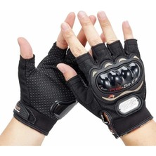 Assa Moto Siyah Motosiklet Eldiveni Kısa Yarım Parmak Motorcu Eldiveni - Korumalı Motor Eldiveni