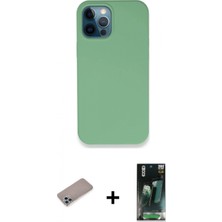 İlk El Grup Ieg™ iPhone 12 Pro Zirve Modern Özel Seri - Siyah 360 Mat Full Body Arka Koruyucu + Sierra Blue Shine Kamera Lens Koruma Cam