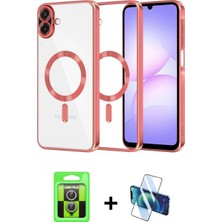 İlk El Grup Ieg™ Galaxy A07 4g Nova Işık Özel Seri - Siyah 3D Antistatik Cam Ekran Koruyucu + Gümüş Raze Metal Kamera Lens