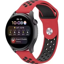 Starseven Watch 20MM Spor Delikli Kordon - Kırmızı-Siyah