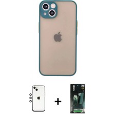 İlk El Grup Ieg™ iPhone 14 Ahenk Çizgi Serisi - Şeffaf 360 Full Body Arka Koruyucu + Gümüş Shine Kamera Lens