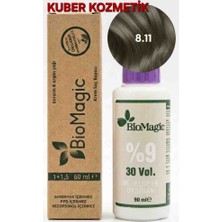 Biomagic 8.11 Yoğun Küllü Açık Kumral Organik Içerikli Amonyaksız Kalıcı Saç Boyası 2 Boya +2 Oksidan