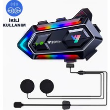 Alpotekno Blıc Y20 Max Bluetooth 5.3 Motosiklet Kask Intercom Kulaklık – Su Geçirmez, 25 Saat Kullanım, Telefon & Müzik Destekli