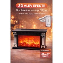 Auhma Fireplace Aromaterapi Difüzör 300ML Ultrasonik Hava Nemlendirici Kumandalı 3D Alev Efektli Buh