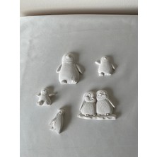 CEG Art Gallery Taş Boyama Seti - 5'li Sevimli Penguen Seti - 1 Adet Fırça + 3 Renk Boya