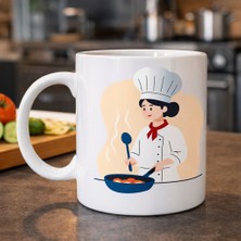 Aşçı Tasarımlı Porselen Kupa Model 164 – Şef Temalı Kahve Kupası – Aşçılara Özel Hediye Kupa – Mutfa