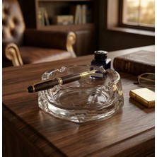 Melys Lüks Kristal Kesim Cam Dekoratif Obje ve Küllük – Piramit Tabanlı, Elit Ofis ve Ev Aksesuarı (10 Cm)