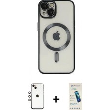 İlk El Grup Ieg™ iPhone 14 Nova Işık Özel Seri - Şeffaf Pasifik Cam Ekran Koruyucu + Gökkuşağı Shine Kamera Lens