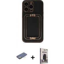İlk El Grup Ieg™ iPhone 13 Pro Max Kozmos Minimal Prime - Siyah Bilvis Hayalet Cam Ekran Koruyucu + Yeşil Renkli Kamera Lens Koruma Cam
