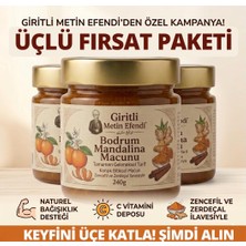 Giritli Metin Efendi 3 Kavanoz Bodrum Mandalina Macunu | Zencefil, Zerdeçal, Havlıcan, Nane, Kekik, Okaliptus Yağı Içeren Macun 3X240 gr