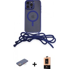 İlk El Grup Ieg™ iPhone 13 Pro Max Eksen Özel Seri - Şeffaf Maxco Cam Ekran Koruyucu + Mavi Renkli Kamera Lens Koruma Cam