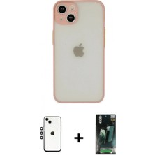 İlk El Grup Ieg™ iPhone 14 Ahenk Çizgi Serisi - Şeffaf 360 Full Body Arka Koruyucu + Gümüş Shine Kamera Lens