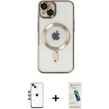 İlk El Grup Ieg™ iPhone 14 Nova Işık Özel Seri - Şeffaf Pasifik Cam Ekran Koruyucu + Gökkuşağı Shine Kamera Lens