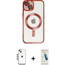 İlk El Grup Ieg™ iPhone 14 Nova Işık Özel Seri - Şeffaf Pasifik Cam Ekran Koruyucu + Gökkuşağı Shine Kamera Lens