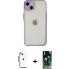 İlk El Grup Ieg™ iPhone 14 Ahenk Çizgi Serisi - Şeffaf 360 Full Body Arka Koruyucu + Gümüş Shine Kamera Lens