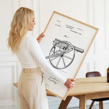 Pegziz Çerçeveli Tablo Askeri Havan Topu Çizimi Duvar Tablosu