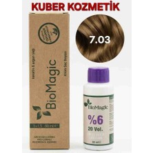 Biomagic 7.03 Karamel Organik İçerikli Amonyaksız Kalıcı Saç Boyası  Boya + Oksidan